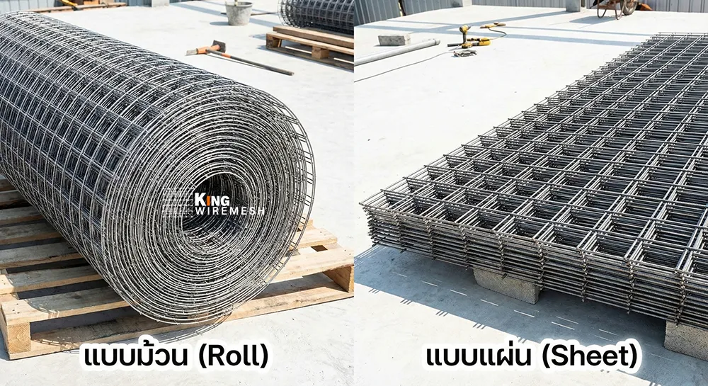 ภาพเปรียบเทียบความแตกต่างทางโครงสร้างระหว่างไวร์เมชแบบม้วนและแบบแผ่น ความแตกต่างไวร์เมชแบบม้วนและแบบแผ่น